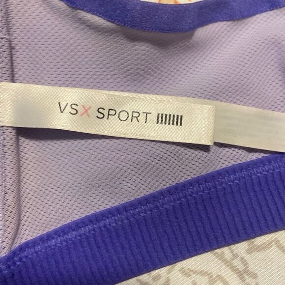 Victoria's Secret VSX Front Zip Racerback Padded Workout Sports Bra Purple 34B - Picture 4 of 8